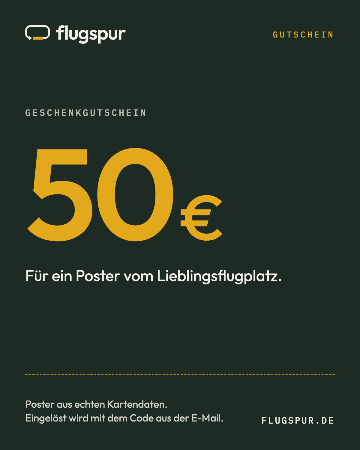 Flugspur Geschenkgutschein über 50 Euro