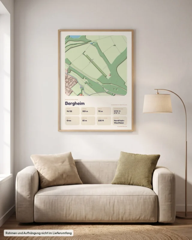 Poster Bergheim im Stil Clay: Wohnzimmer – Sofa, Eiche