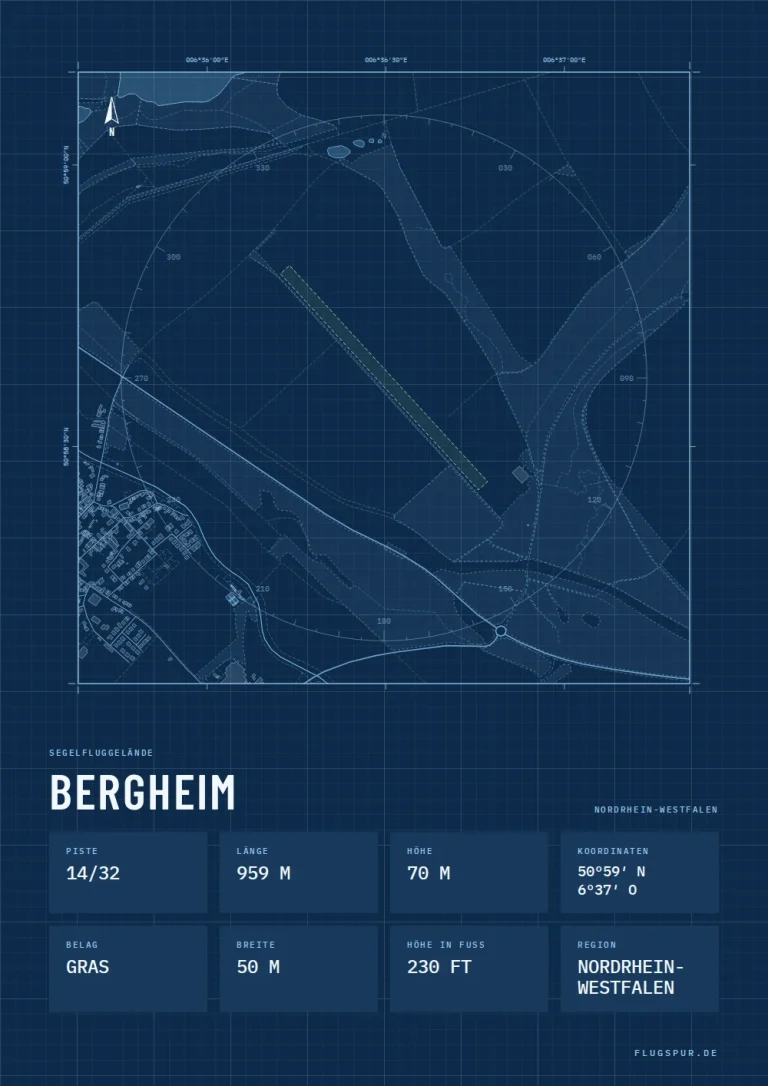 Poster Bergheim im Stil Technical