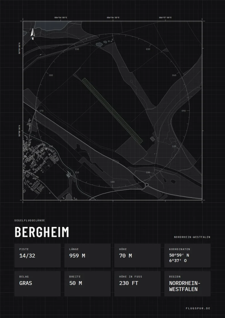Poster Bergheim im Stil Technical schwarz