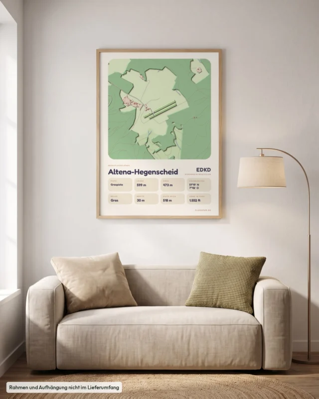 Poster Altena-Hegenscheid im Stil Clay: Wohnzimmer – Sofa, Eiche
