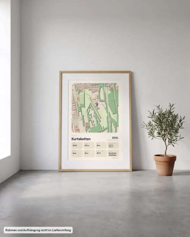 Poster Kurtekotten im Stil Clay: Angelehnt – Eiche mit Passepartout, Betonboden