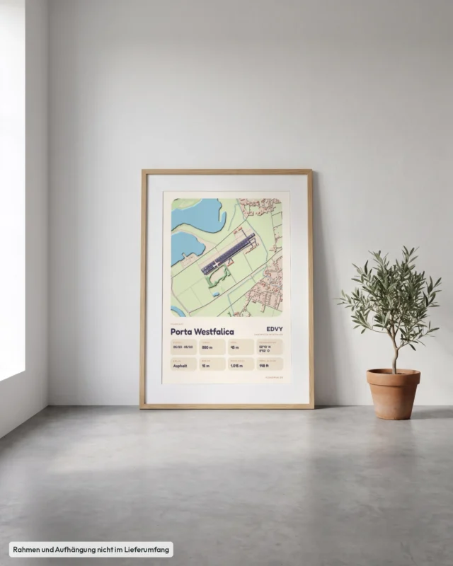 Poster Porta Westfalica im Stil Clay: Angelehnt – Eiche mit Passepartout, Betonboden