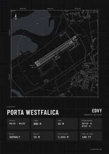 Poster Porta Westfalica im Stil Technical schwarz