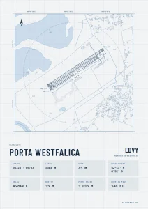 Poster Porta Westfalica im Stil Technical hell