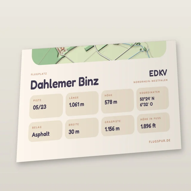 Poster Dahlemer Binz im Stil Clay: Detailansicht von Name, Kennung, Piste und Koordinaten