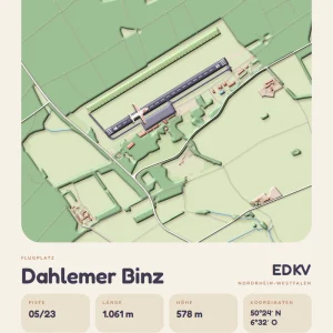 Poster Dahlemer Binz im Stil Clay: Karte des Platzes mit Piste und Umgebung