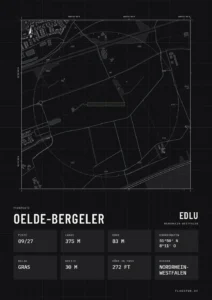 Poster Flugplatz Oelde-Bergeler (EDLU), Stil Technical schwarz