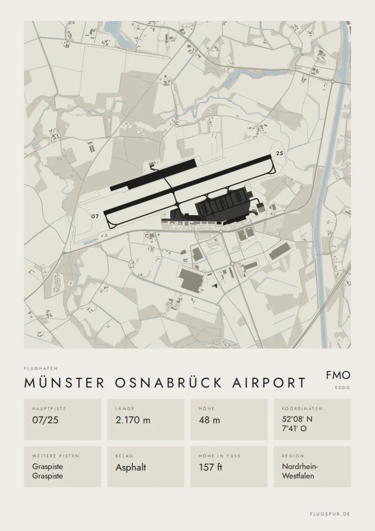 Poster Flughafen Münster/Osnabrück (FMO/EDDG), Stil Minimal