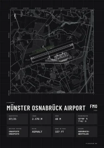 Poster Flughafen Münster/Osnabrück (FMO/EDDG), Stil Technical schwarz