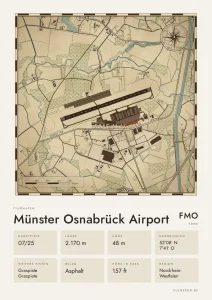 Poster Flughafen Münster/Osnabrück (FMO/EDDG), Stil Vintage