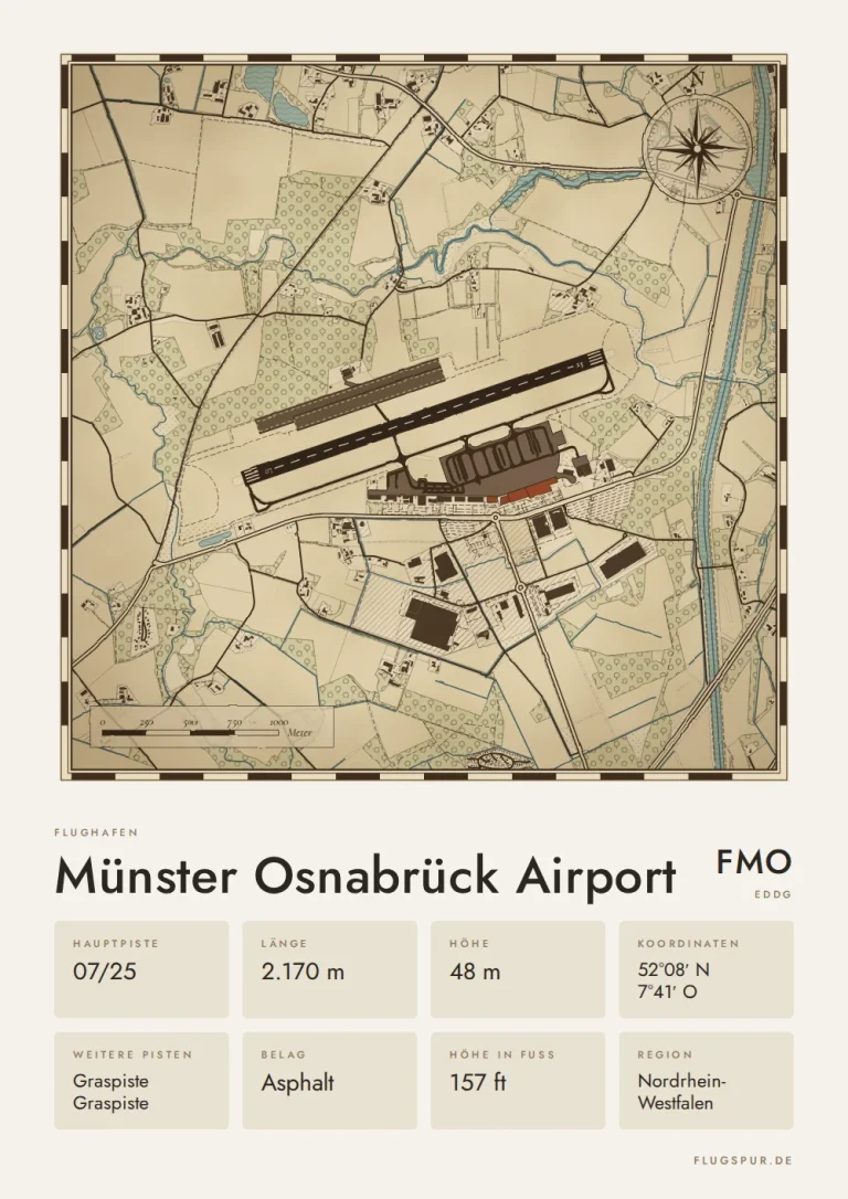 Poster Flughafen Münster/Osnabrück (FMO/EDDG), Stil Vintage