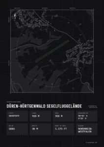 Poster Düren-Hürtgenwald Segelfluggelände, Stil Technical schwarz