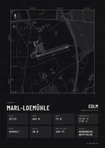 Poster Marl-Loemühle im Stil Technical schwarz