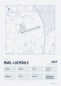 Poster Marl-Loemühle im Stil Technical hell
