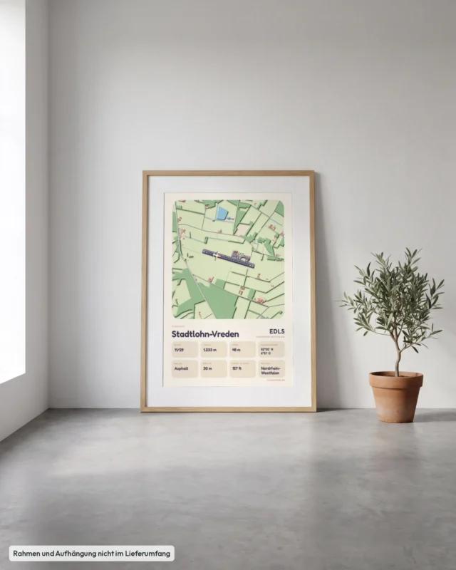Poster Stadtlohn-Vreden im Stil Clay: Angelehnt – Eiche mit Passepartout, Betonboden