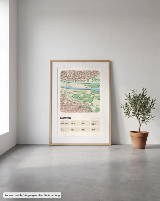 Poster Dorsten im Stil Clay: Angelehnt – Eiche mit Passepartout, Betonboden