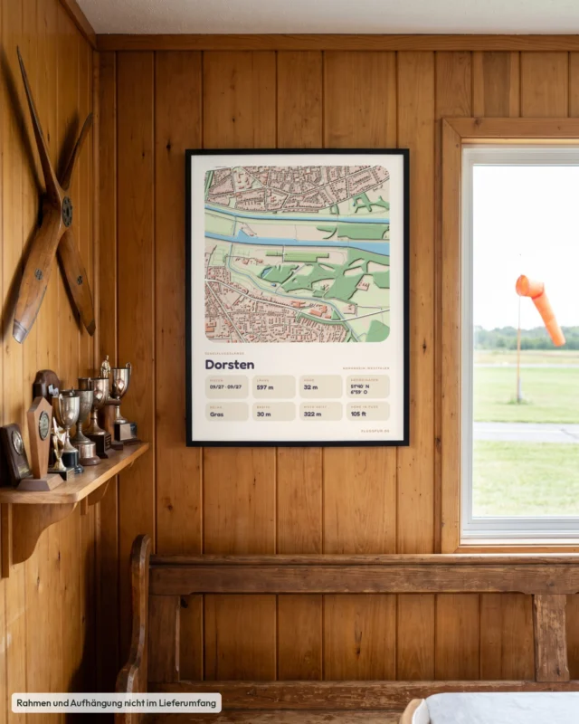 Poster Dorsten im Stil Clay: Clubheim – Holzwand, Propeller, Windsack