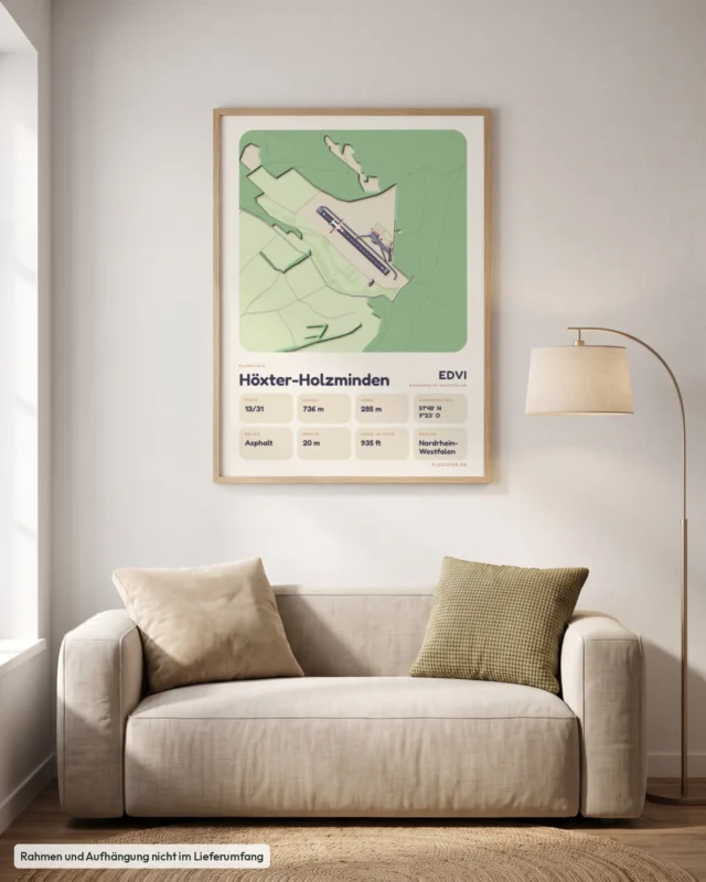 Poster Höxter-Holzminden im Stil Clay: Wohnzimmer – Sofa, Eiche