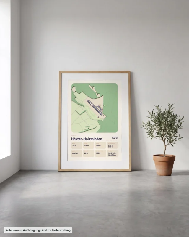 Poster Höxter-Holzminden im Stil Clay: Angelehnt – Eiche mit Passepartout, Betonboden