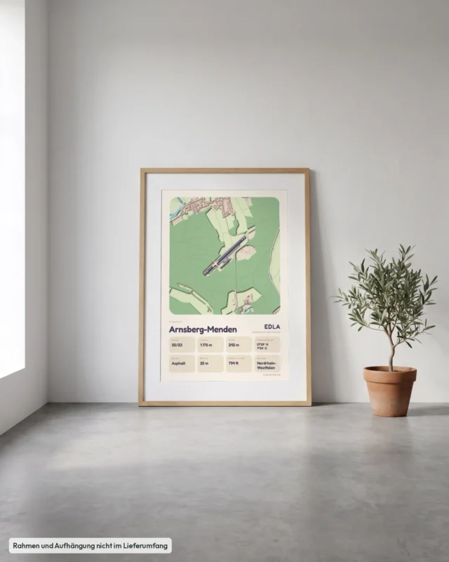 Poster Arnsberg-Menden im Stil Clay: Angelehnt – Eiche mit Passepartout, Betonboden