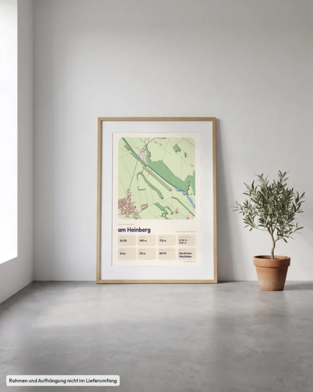 Poster am Heinberg im Stil Clay: Angelehnt – Eiche mit Passepartout, Betonboden