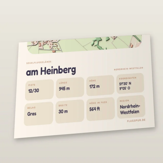Poster am Heinberg im Stil Clay: Detailansicht von Name, Kennung, Piste und Koordinaten