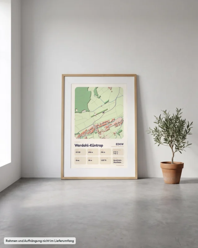 Poster Werdohl-Küntrop im Stil Clay: Angelehnt – Eiche mit Passepartout, Betonboden