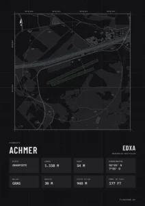 Poster Flugplatz Achmer (EDXA), Stil Technical schwarz
