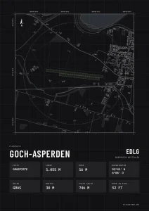 Poster Goch-Asperden im Stil Technical schwarz