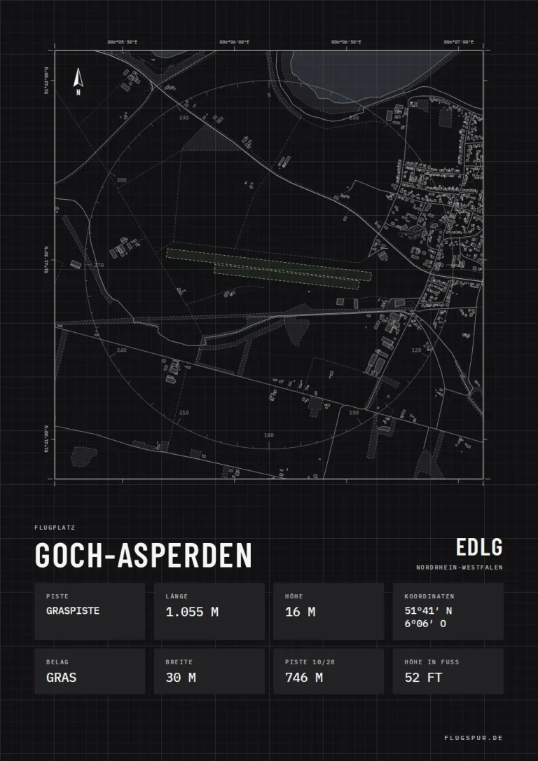 Poster Goch-Asperden im Stil Technical schwarz