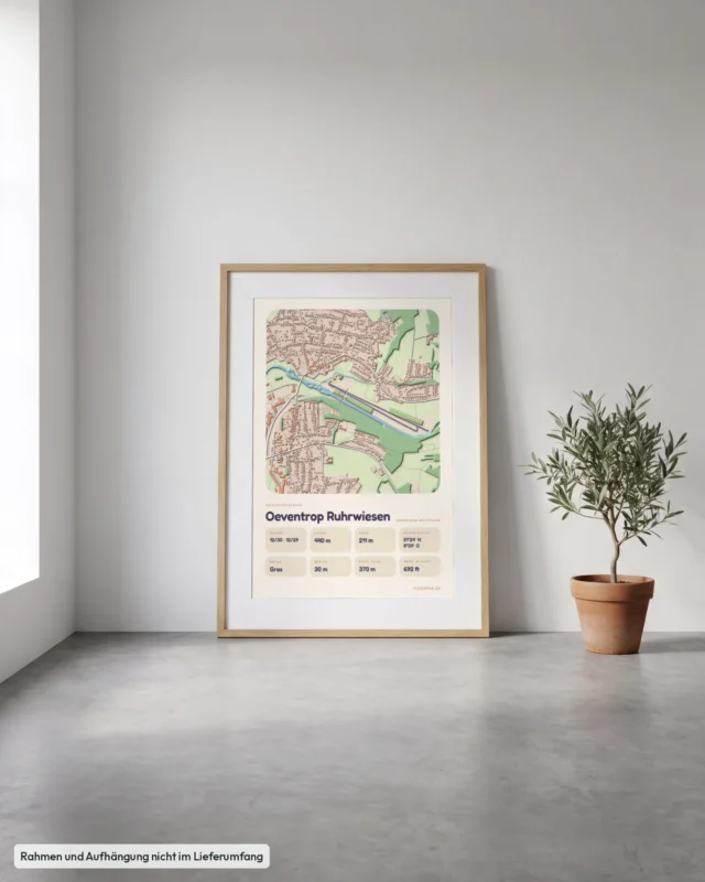 Poster Oeventrop Ruhrwiesen im Stil Clay: Angelehnt – Eiche mit Passepartout, Betonboden
