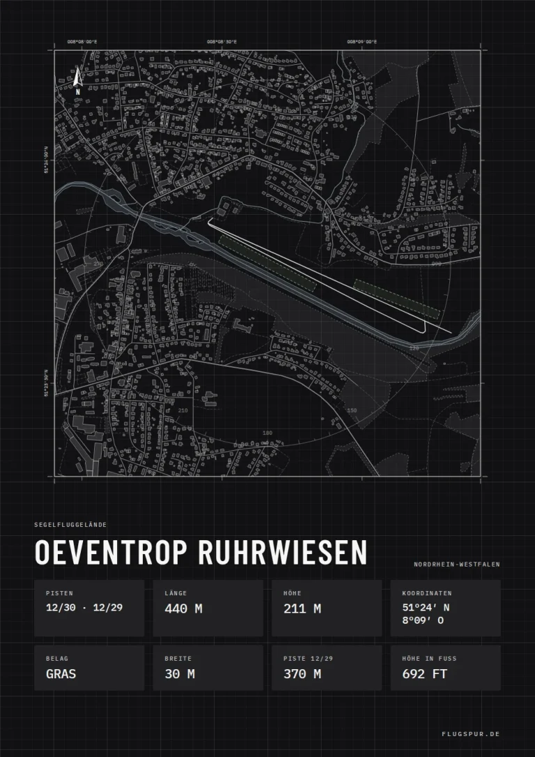 Poster Oeventrop Ruhrwiesen im Stil Technical schwarz