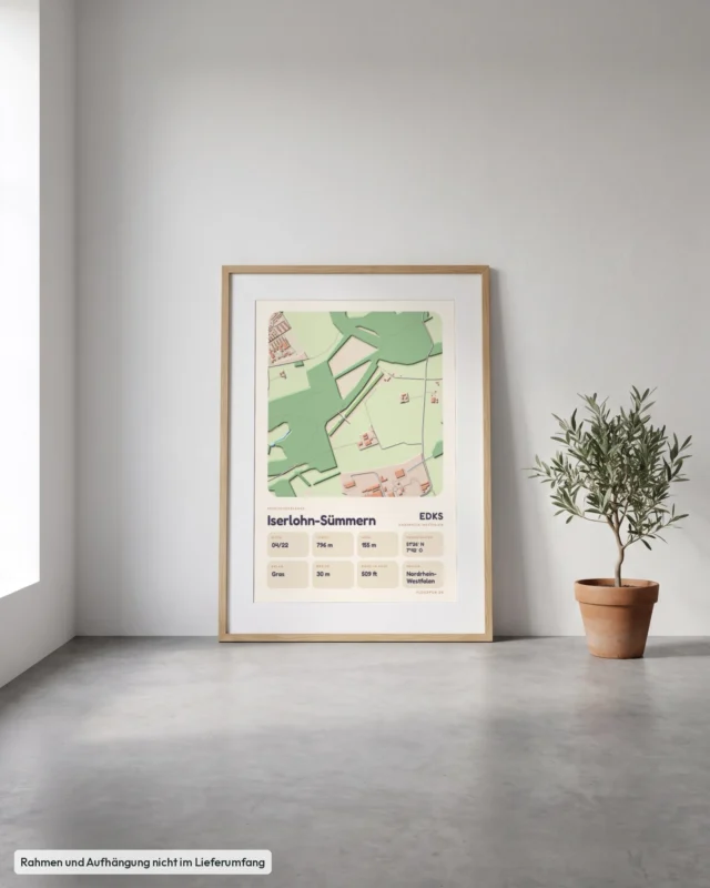 Poster Iserlohn-Sümmern im Stil Clay: Angelehnt – Eiche mit Passepartout, Betonboden