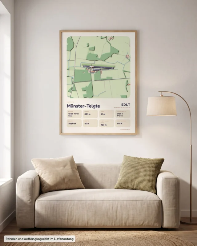 Poster Flugplatz Münster-Telgte (EDLT) im Wohnzimmer, Stil Clay