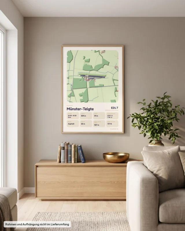 Poster Flugplatz Münster-Telgte (EDLT) im Wohnzimmer, Stil Clay