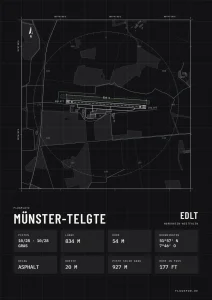 Poster Flugplatz Münster-Telgte (EDLT), Stil Technical schwarz