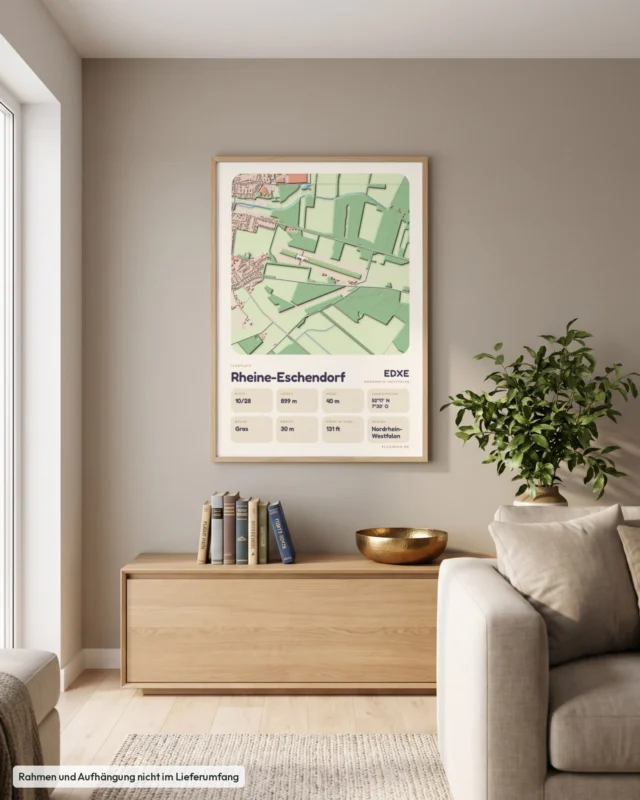 Poster Flugplatz Rheine-Eschendorf (EDXE) im Wohnzimmer, Stil Clay