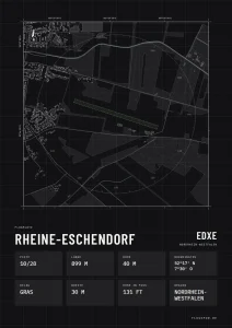 Poster Flugplatz Rheine-Eschendorf (EDXE), Stil Technical schwarz