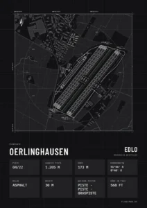 Poster Flugplatz Oerlinghausen (EDLO), Stil Technical schwarz