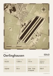 Poster Flugplatz Oerlinghausen (EDLO), Stil Vintage