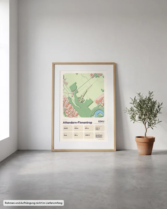 Poster Attendorn-Finnentrop im Stil Clay: Angelehnt – Eiche mit Passepartout, Betonboden