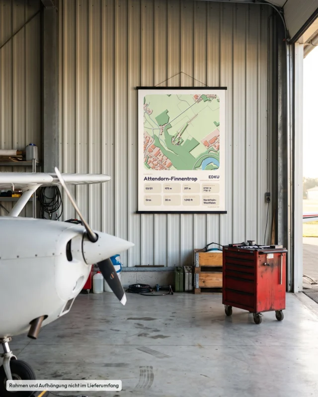 Poster Attendorn-Finnentrop im Stil Clay: Hangar Motorflug – Cessna-Nase, Posterleiste