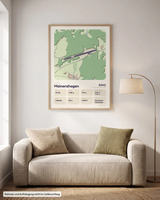 Poster Flugplatz Meinerzhagen (EDKZ) im Wohnzimmer, Stil Clay