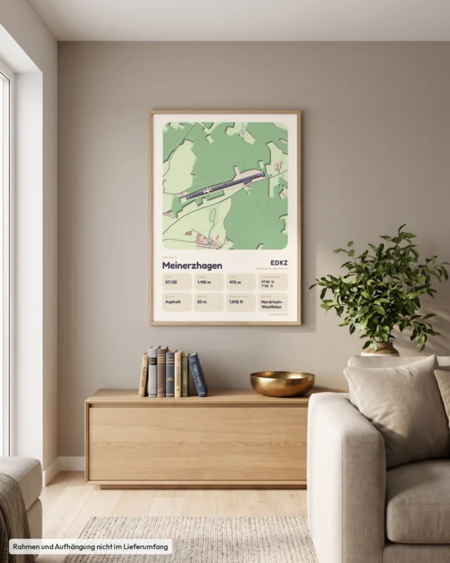 Poster Flugplatz Meinerzhagen (EDKZ) im Wohnzimmer, Stil Clay