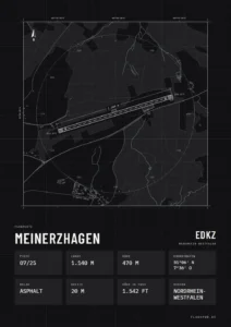 Poster Flugplatz Meinerzhagen (EDKZ), Stil Technical schwarz