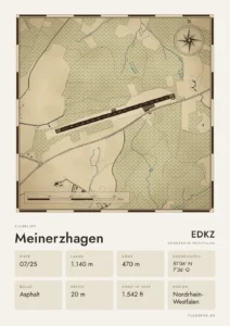 Poster Flugplatz Meinerzhagen (EDKZ), Stil Vintage