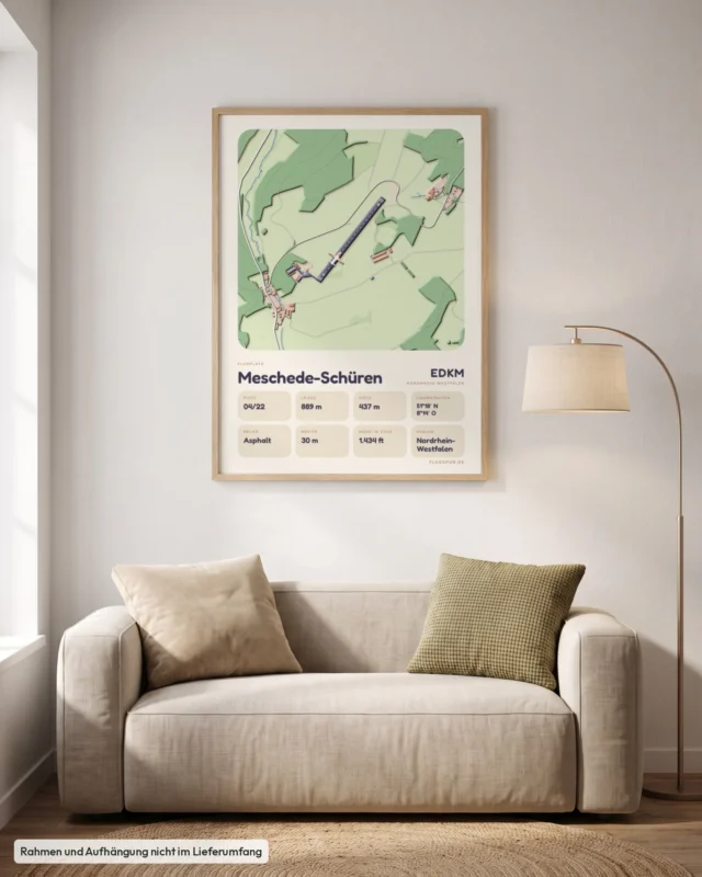Poster Meschede-Schüren im Stil Clay: Wohnzimmer – Sofa, Eiche