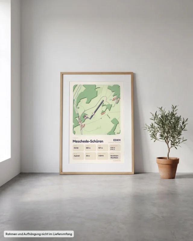 Poster Meschede-Schüren im Stil Clay: Angelehnt – Eiche mit Passepartout, Betonboden