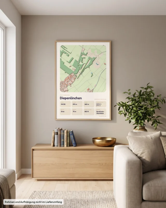 Poster Diepenlinchen im Stil Clay: Wohnzimmer – Sideboard mit Fliegerbüchern, Eiche